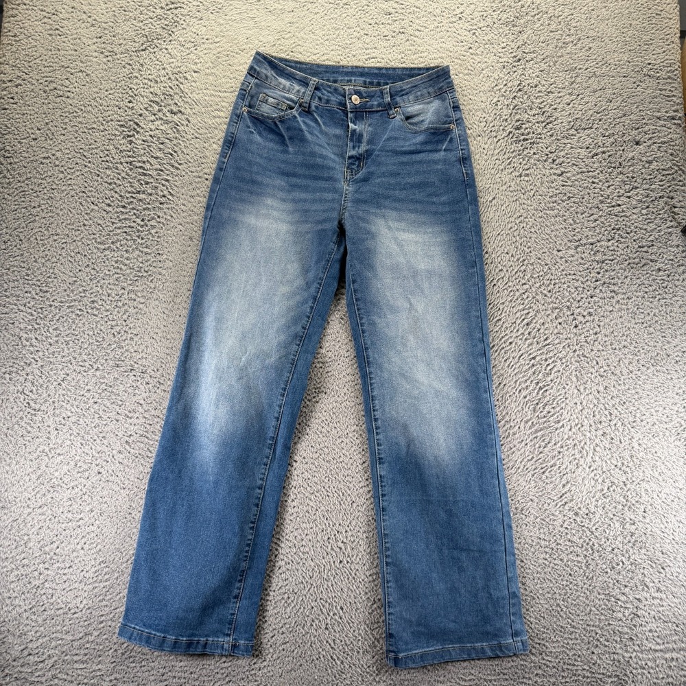 Sidefeel Jeans Womens 6 Blue Cotton Denim Straight Faded Workwear Travel Stretch